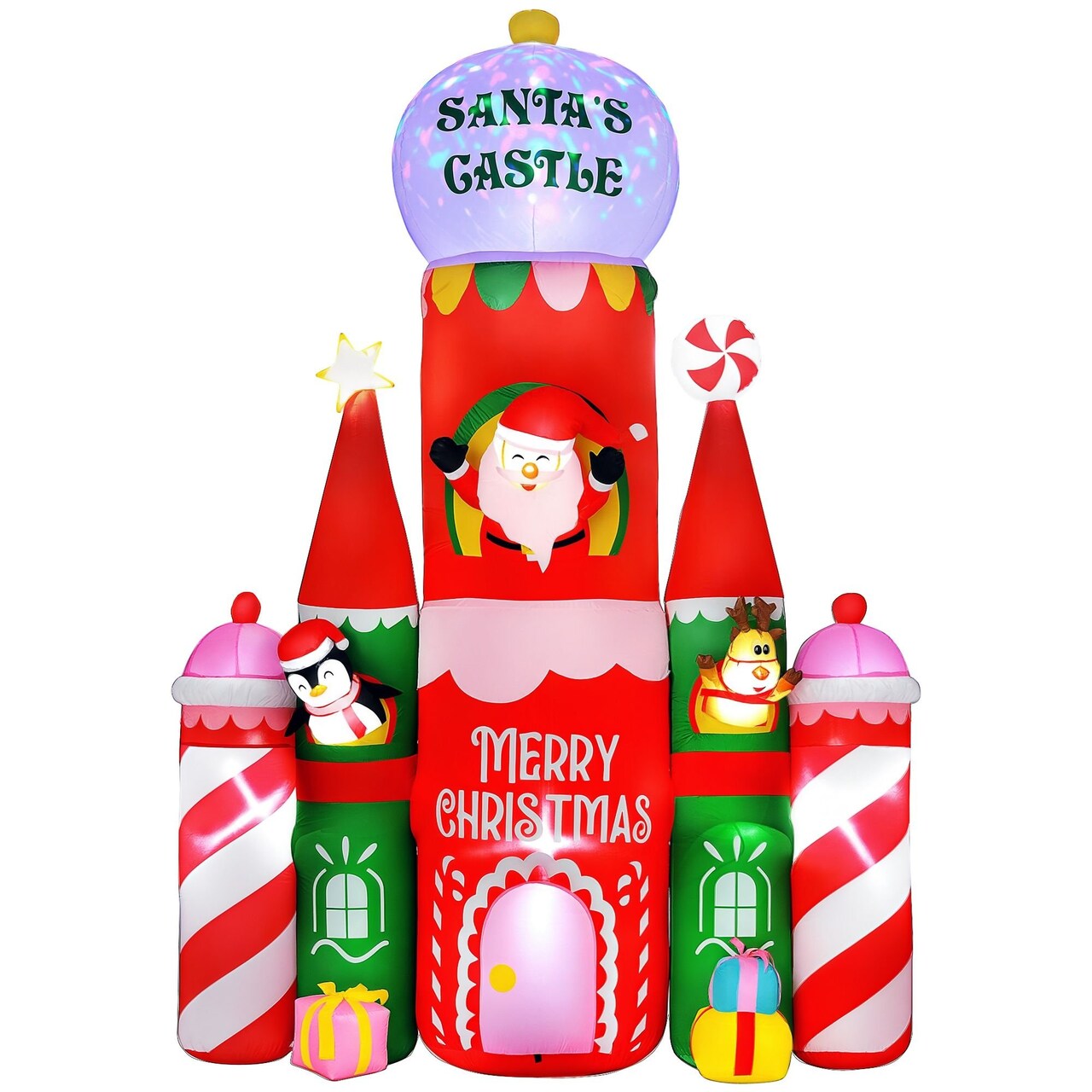 Edge Collections - 45.25" x 118" - Multicolor - Joyful Candy Castle Inflatable for Christmas Display - 1 Piece